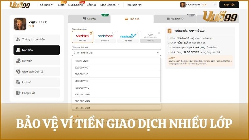 Quy định bảo vệ ví tiền theo điều khoản sử dụng VUA99